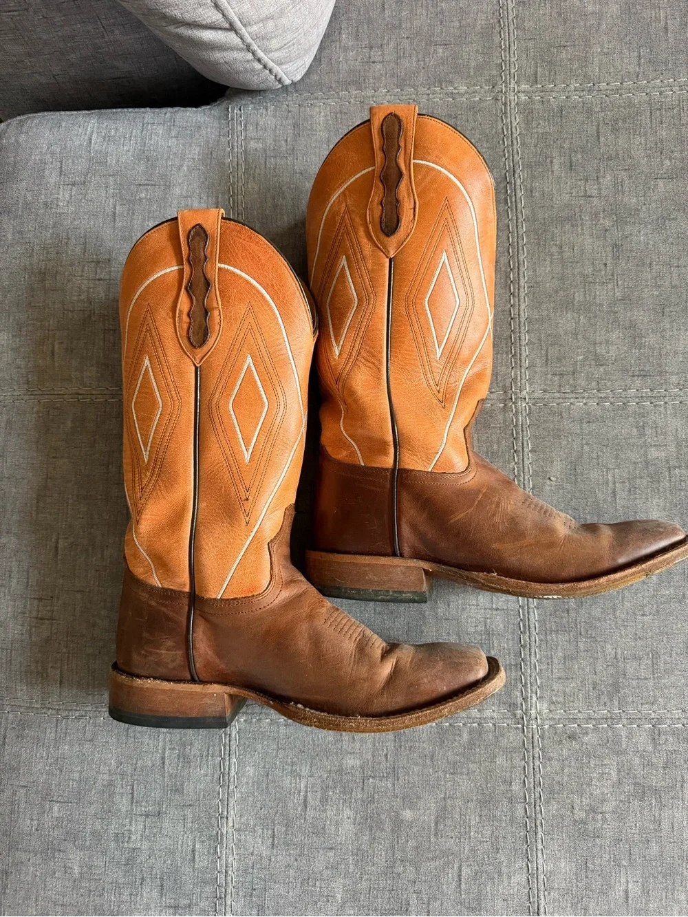 Tony Lama Brown and Tan Leather Western Cowboy Boots